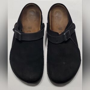 Birkenstock Lutry Premium Black Leather Suede Clogs Men SIZE 10.5